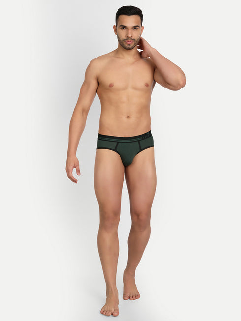 Men's Micro Modal Briefs with Piping Midnight Grey